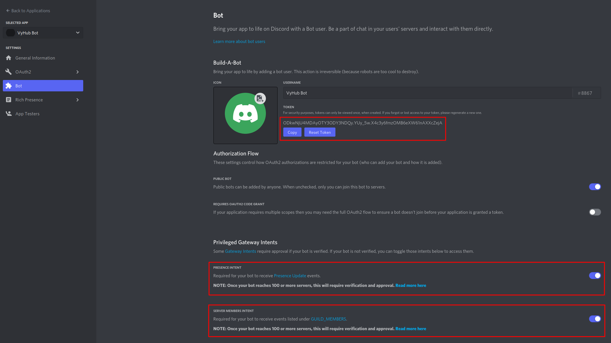 Discord Bot Settings